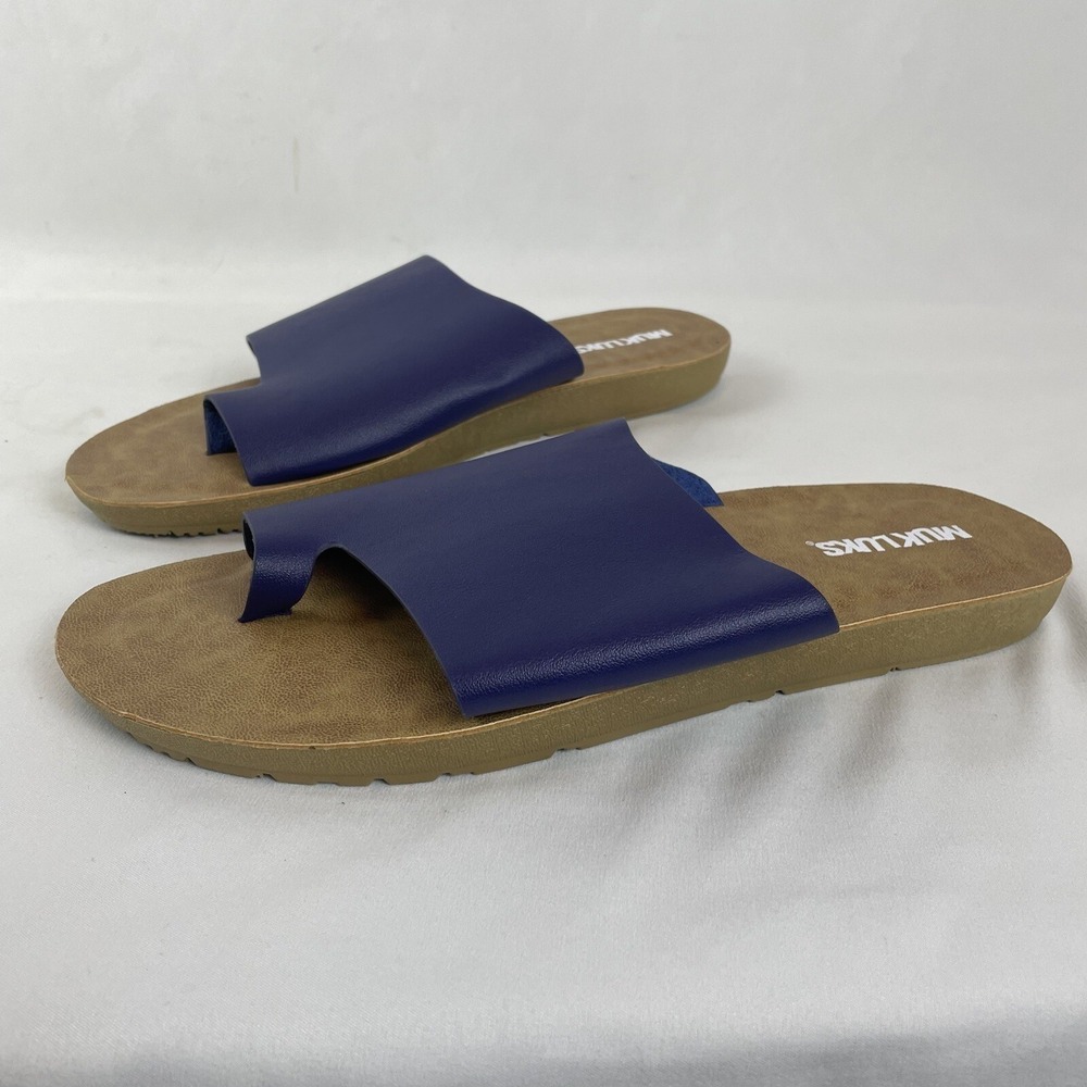 Muk Luks Sandals Artsy Boho Blue Slides Bohemian Island Travel Women's Size 10